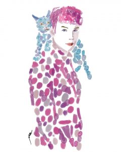 Artistic guy and cat illustration